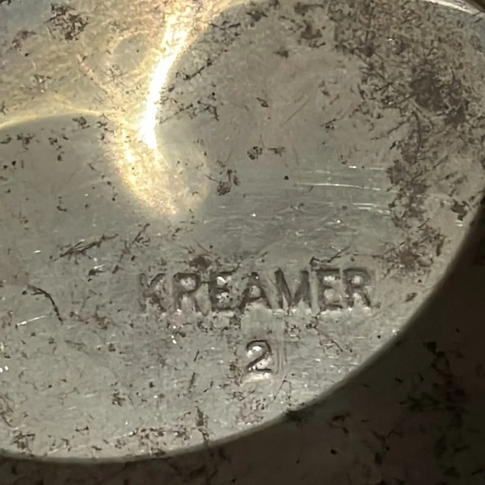 Vintage Painted Kreamer 2 Tin Canister with Hinged Latched Lid